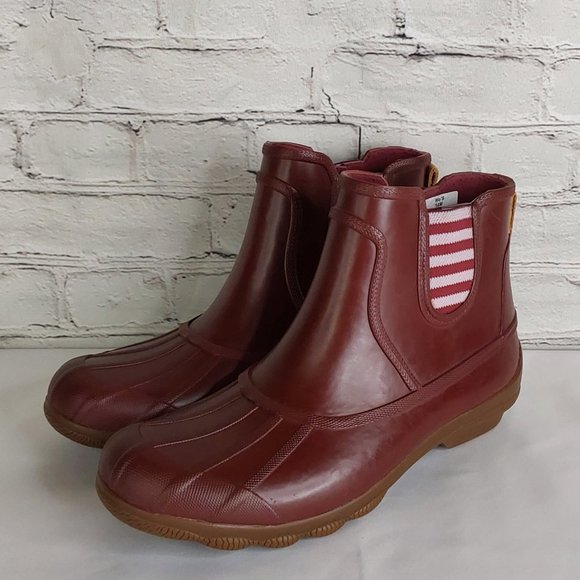 SPERRY 'SYREN COVE' RAIN BOOTS LEATHER PULL STRAP - Picture 4 of 16